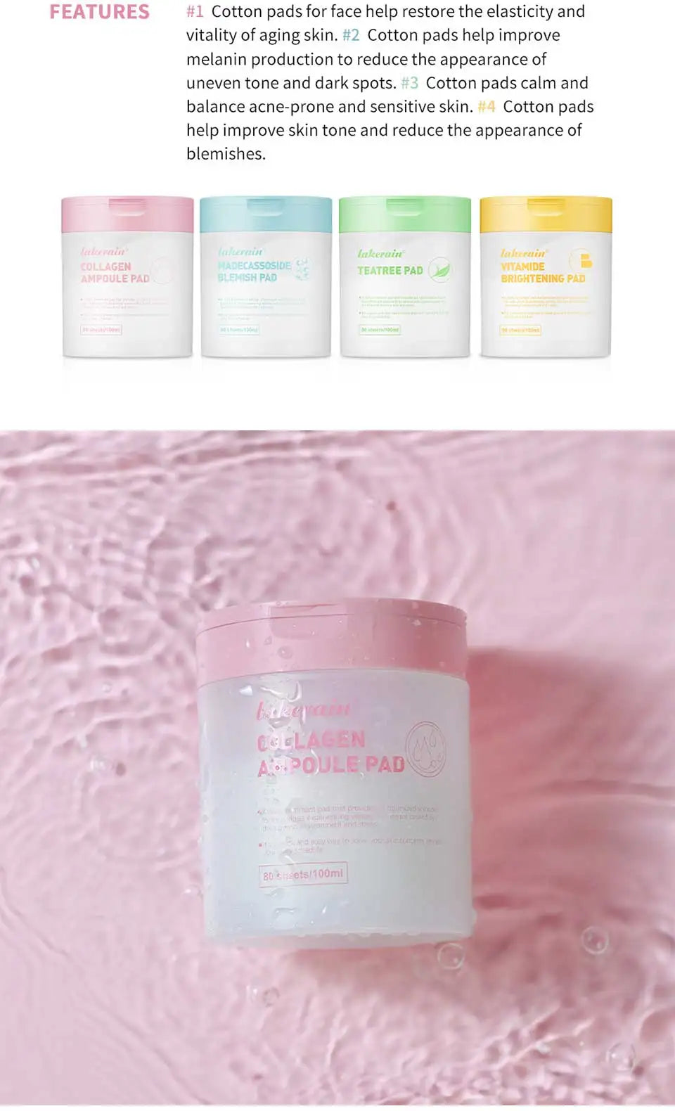 Lakerain Makeup Cotton Pad Teatree Pad Facial Toner Soothing Cotton Pad Calm Sensitive Skin Mild Texture Cotton Pad