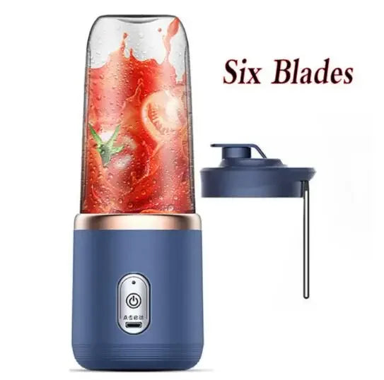Portable 6 Blade USB Rechargeable Juicer Cup with Dual Travel Cups