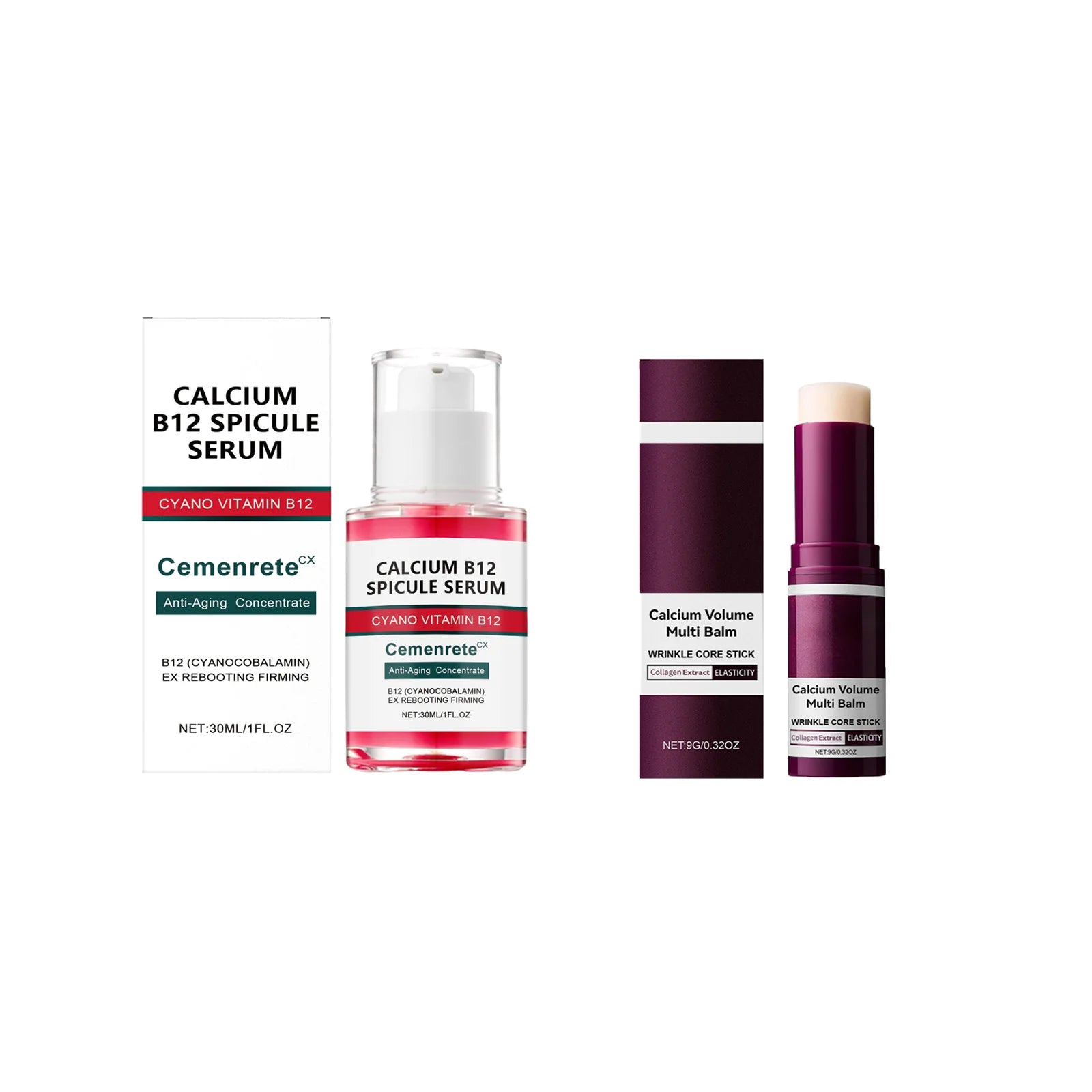 Calcium Skincare Set Anti-Aging Calcium Volume Facial Serum Eye Patches Multi Balm Fade Fine Lines Reduce Dark Circles Nourishes