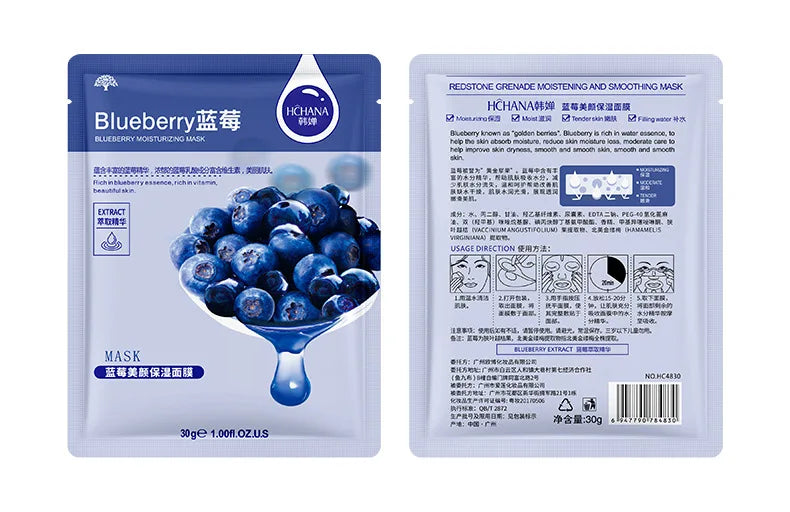 30pcs Fresh Fruits Facial Masks Face skincare Moisturizing Firming Hydrating Korean Face Mask Facial Skin Care Prodcuts