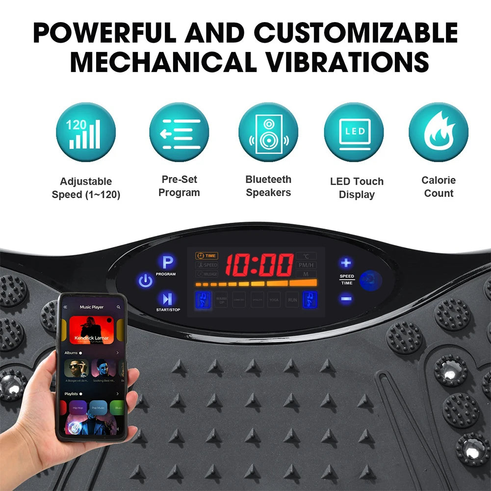 Bluetooth Vibration Plate – Full Body Shaker, Adjustable Speed, Fat Loss Machine