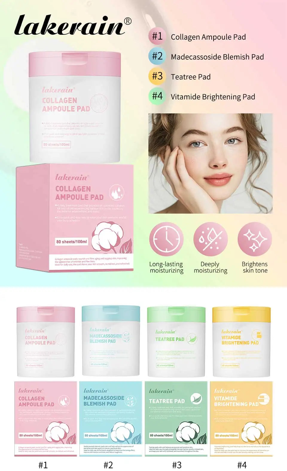 Lakerain Makeup Cotton Pad Teatree Pad Facial Toner Soothing Cotton Pad Calm Sensitive Skin Mild Texture Cotton Pad