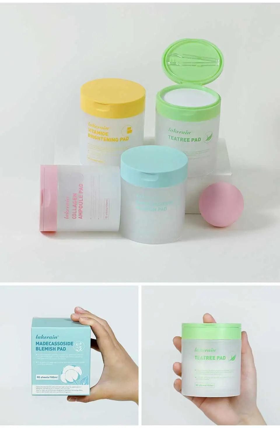 Lakerain Makeup Cotton Pad Teatree Pad Facial Toner Soothing Cotton Pad Calm Sensitive Skin Mild Texture Cotton Pad