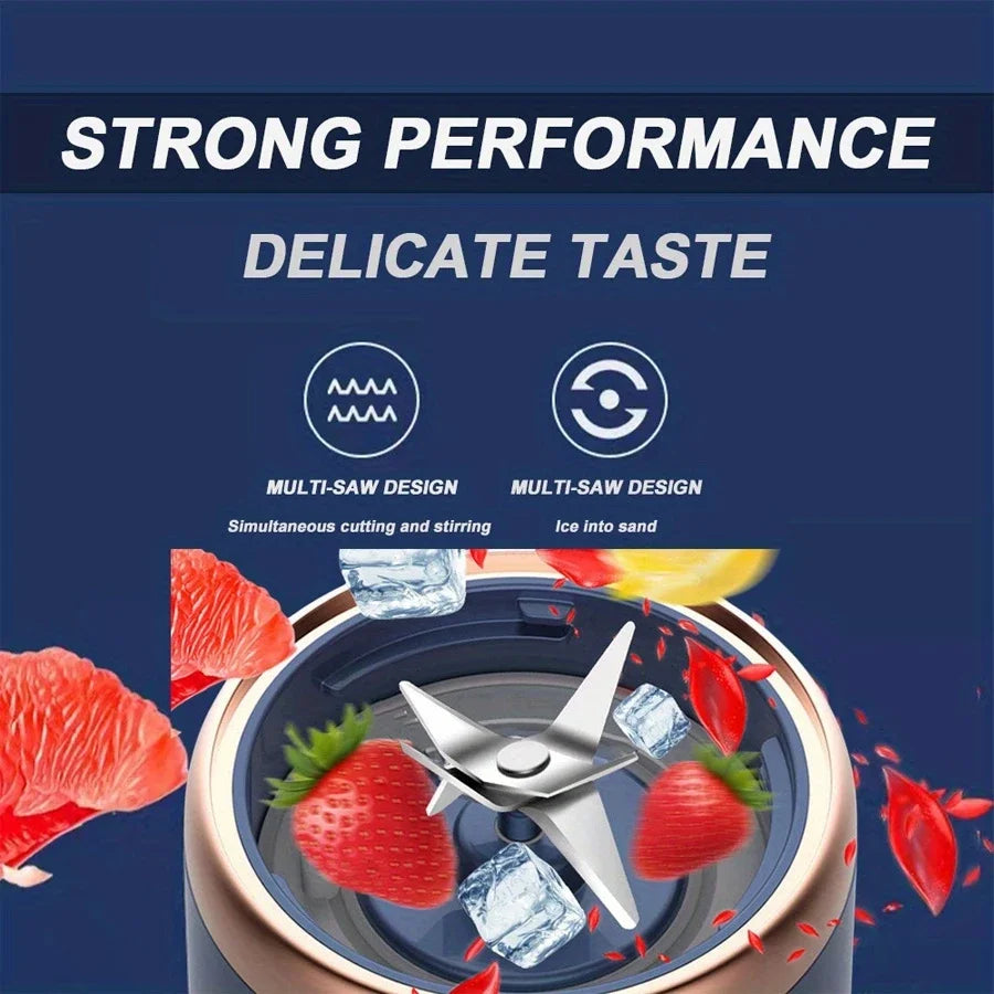 Portable 6 Blade USB Rechargeable Juicer Cup with Dual Travel Cups