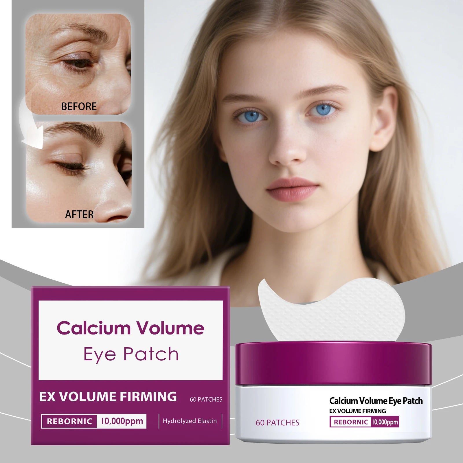 Calcium Skincare Set Anti-Aging Calcium Volume Facial Serum Eye Patches Multi Balm Fade Fine Lines Reduce Dark Circles Nourishes