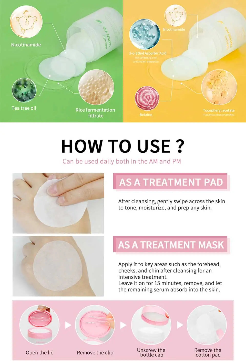 Lakerain Makeup Cotton Pad Teatree Pad Facial Toner Soothing Cotton Pad Calm Sensitive Skin Mild Texture Cotton Pad