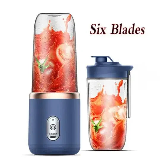 Portable 6 Blade USB Rechargeable Juicer Cup with Dual Travel Cups