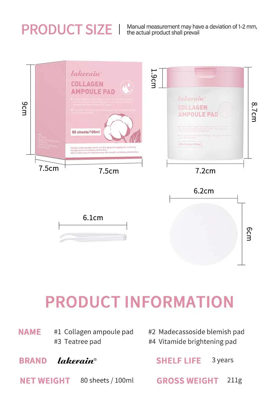 Lakerain Makeup Cotton Pad Teatree Pad Facial Toner Soothing Cotton Pad Calm Sensitive Skin Mild Texture Cotton Pad