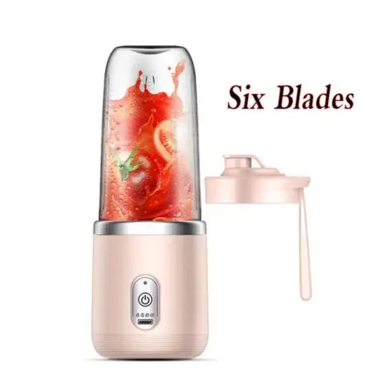 Portable 6 Blade USB Rechargeable Juicer Cup with Dual Travel Cups