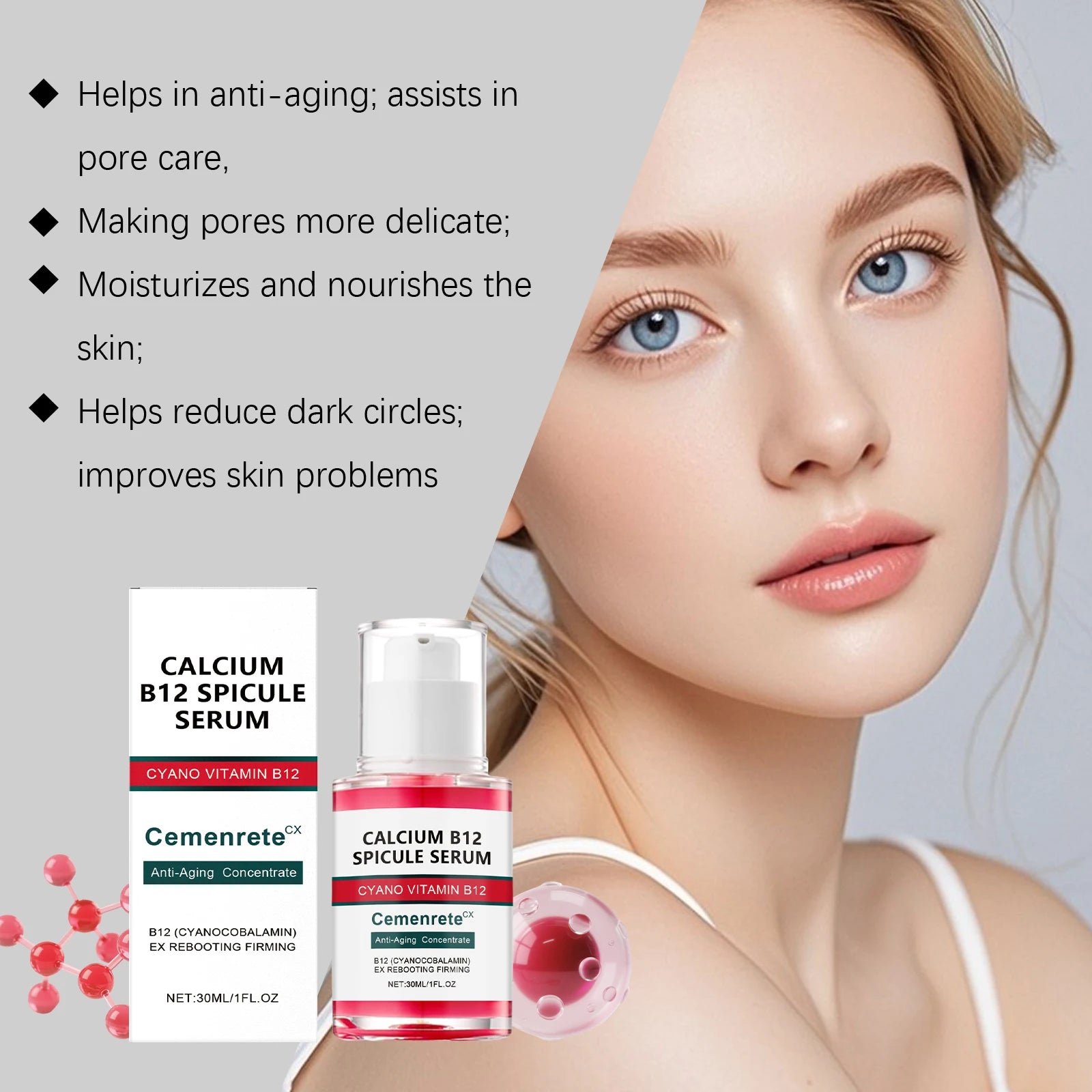 Calcium Skincare Set Anti-Aging Calcium Volume Facial Serum Eye Patches Multi Balm Fade Fine Lines Reduce Dark Circles Nourishes